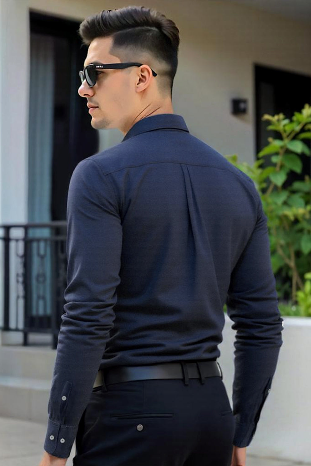 lim Fit Long Sleeve Shirts with Button - down Collar
