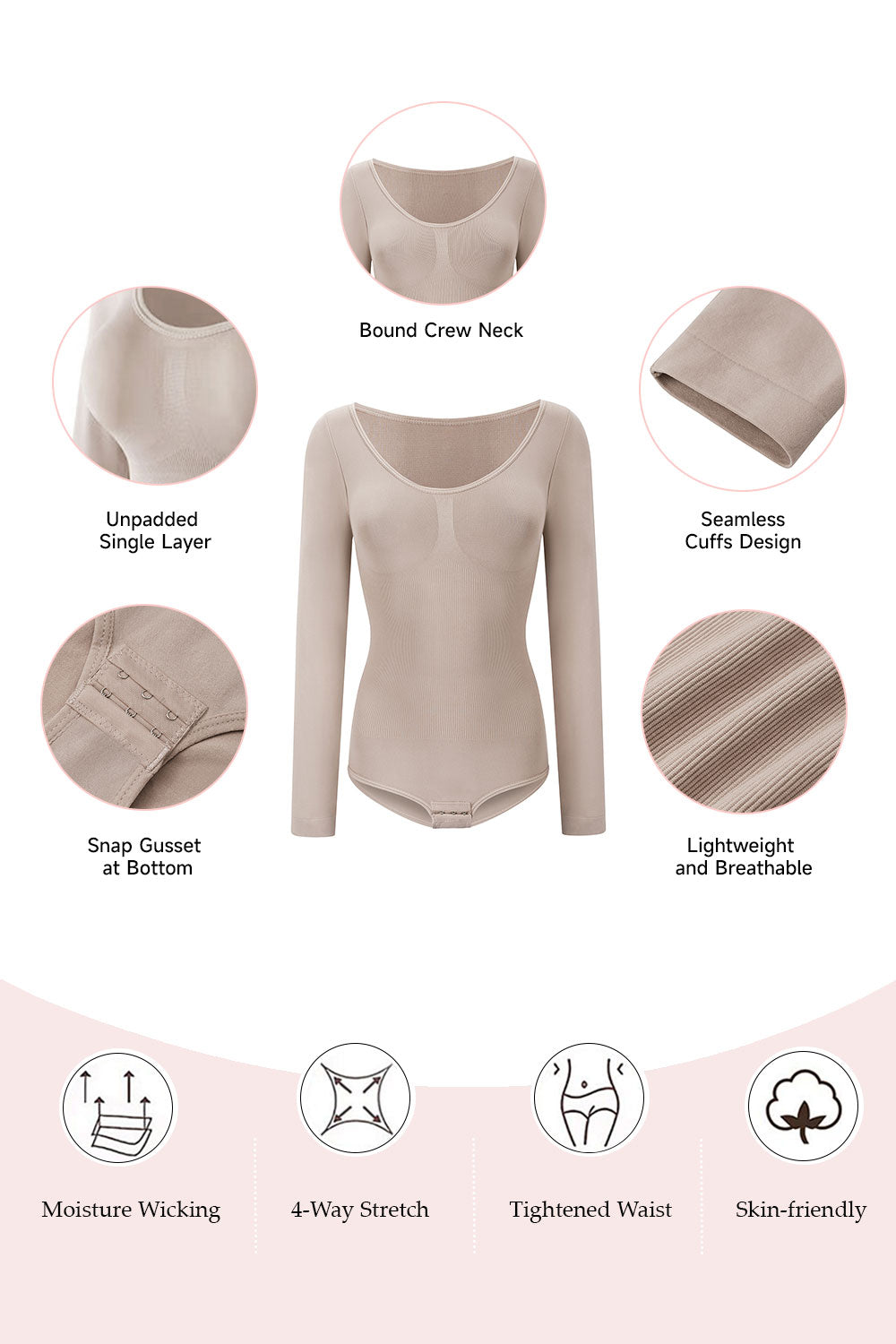 Seamless Shapewear Bodysuit with Light Tummy Control
