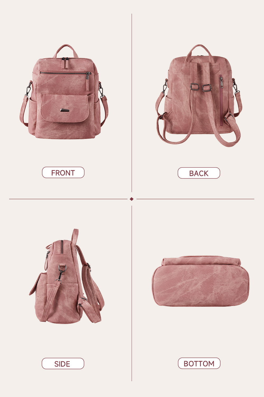 Vintage PU Leather Backpack