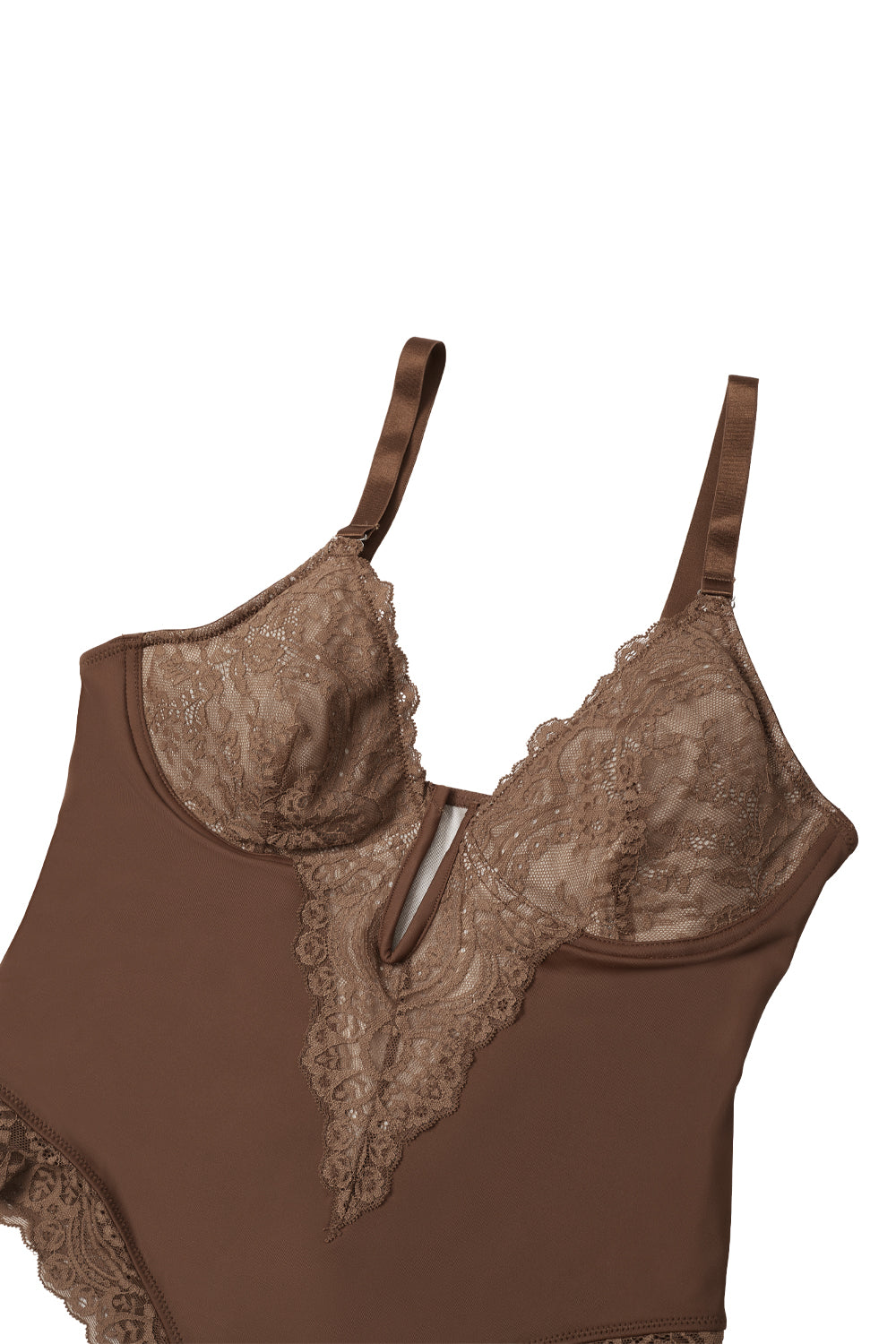 Lace One - piece Body Shaper with Abdominal Control and Adjustable Shoulder Straps