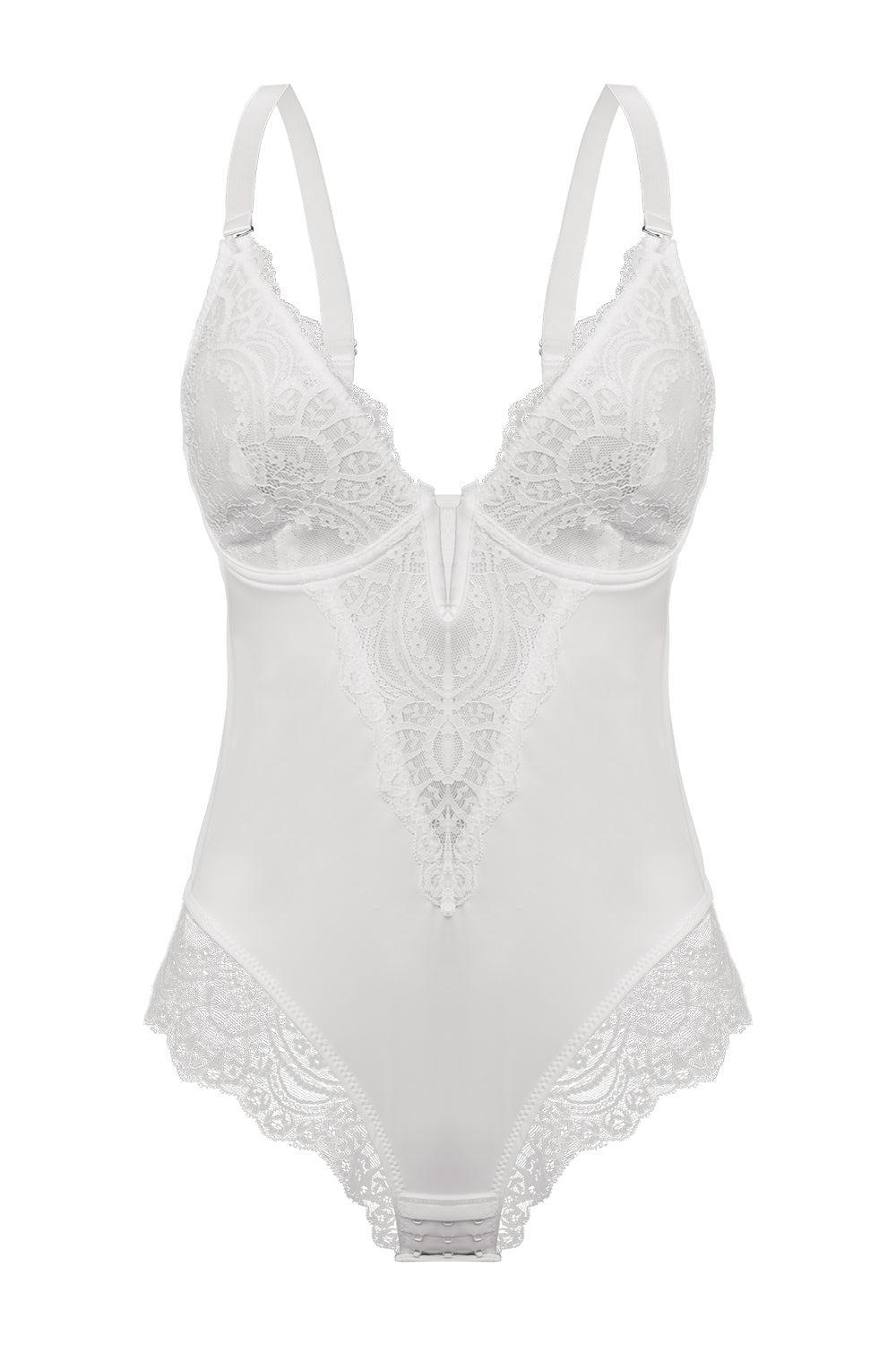 Lace One - piece Body Shaper with Abdominal Control and Adjustable Shoulder Straps