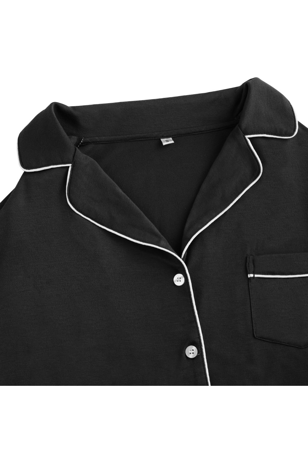 Long - Sleeved Top and Trousers Pajama Set with Open - Collar and Button - Front Design
