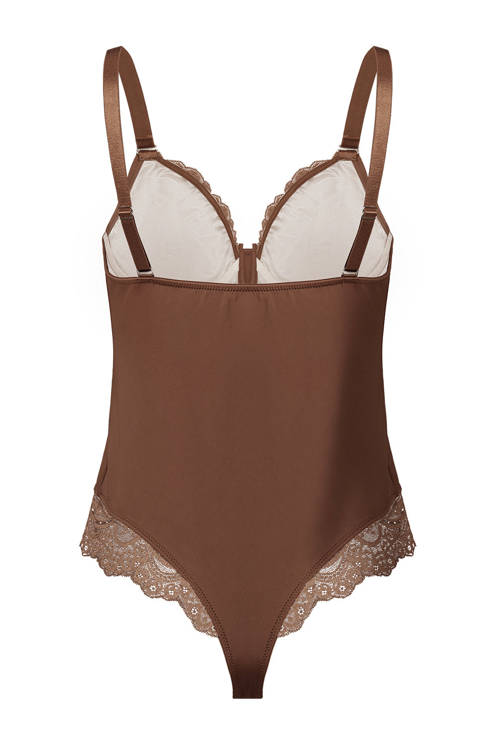 Lace One - piece Body Shaper with Abdominal Control and Adjustable Shoulder Straps