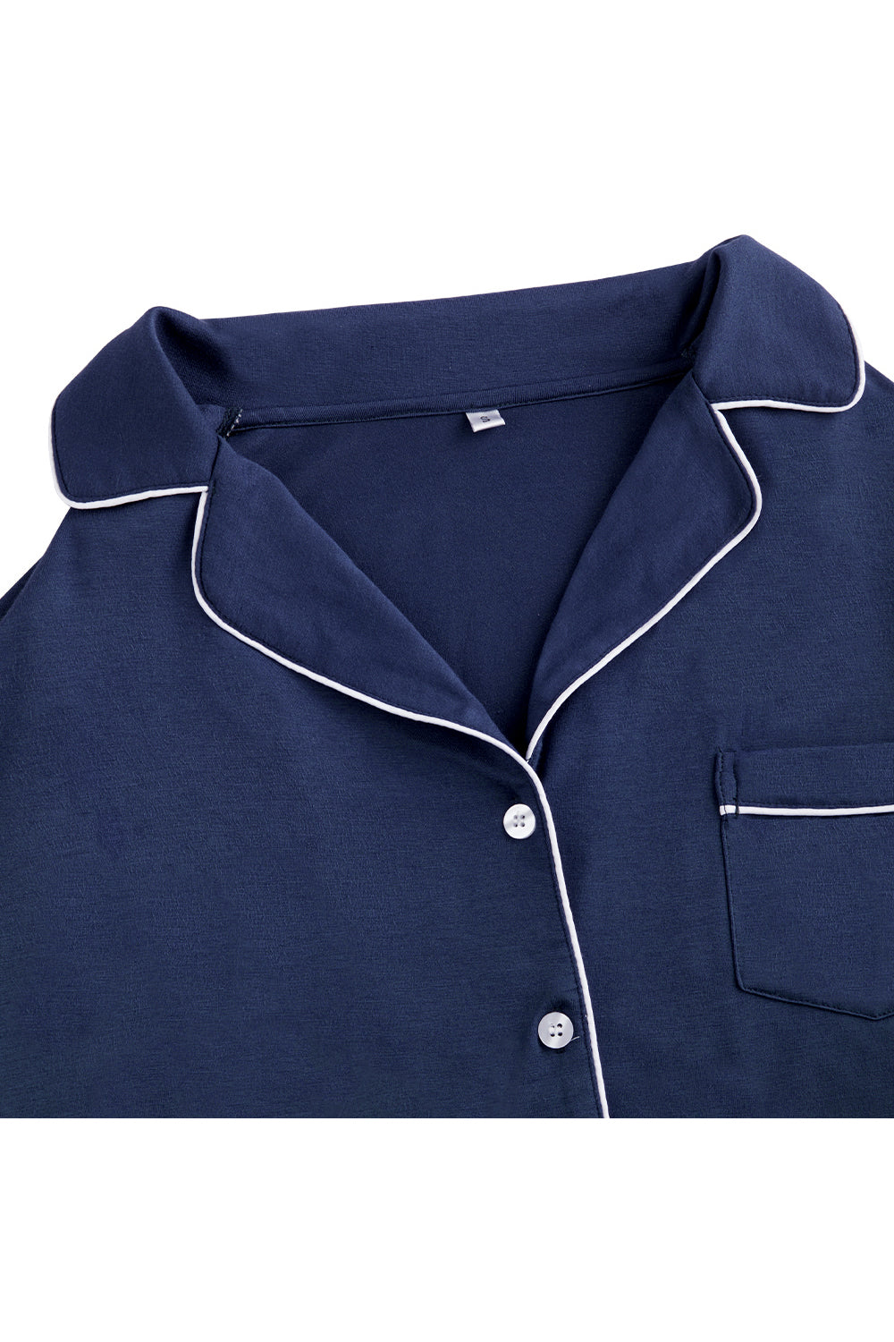 Long - Sleeved Top and Trousers Pajama Set with Open - Collar and Button - Front Design