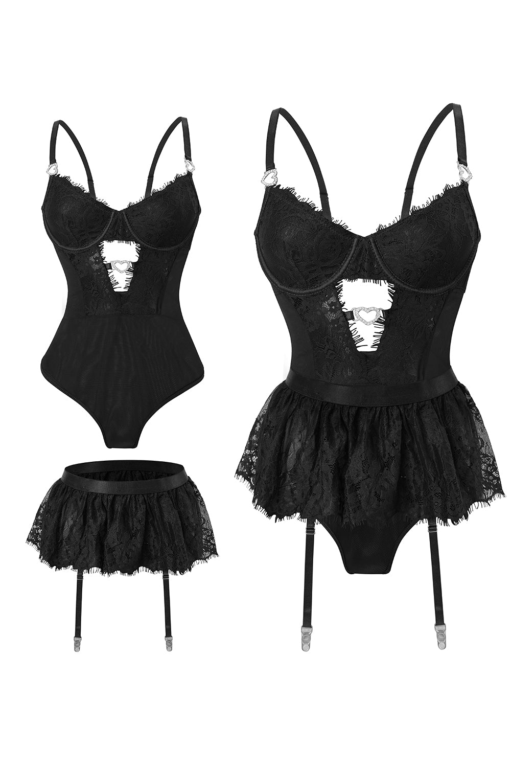 Sexy Bodysuit Lingerie Set with Garter Belt