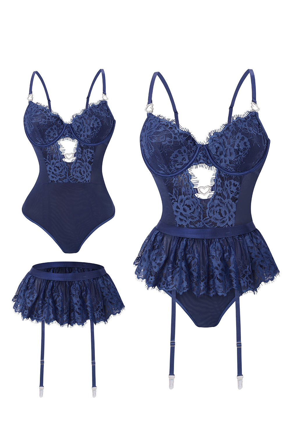 Sexy Bodysuit Lingerie Set with Garter Belt
