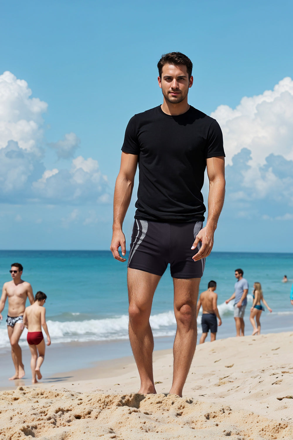 Men's Boxer Swim Shorts with Dot Prints
