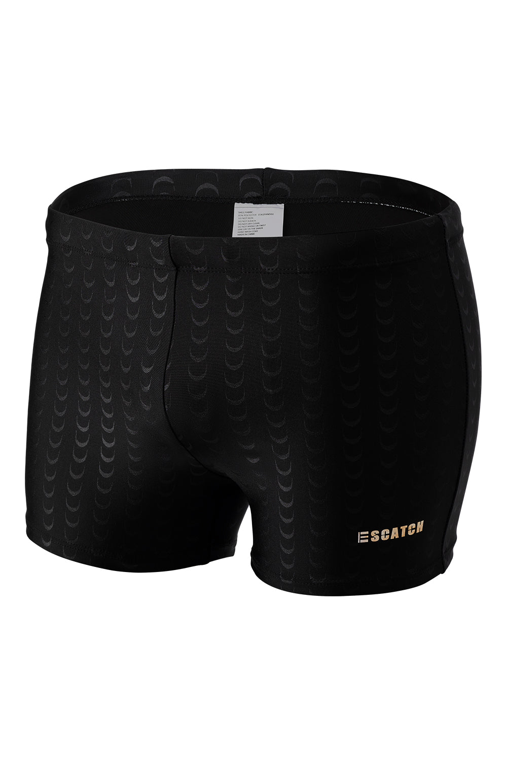Men's Boxer Swim Shorts with Black Sharkskin Print