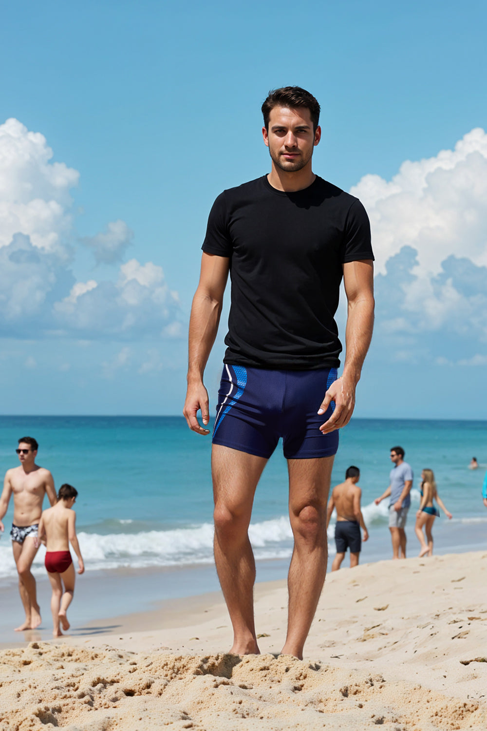 Men's Boxer Swim Shorts with Dot Prints
