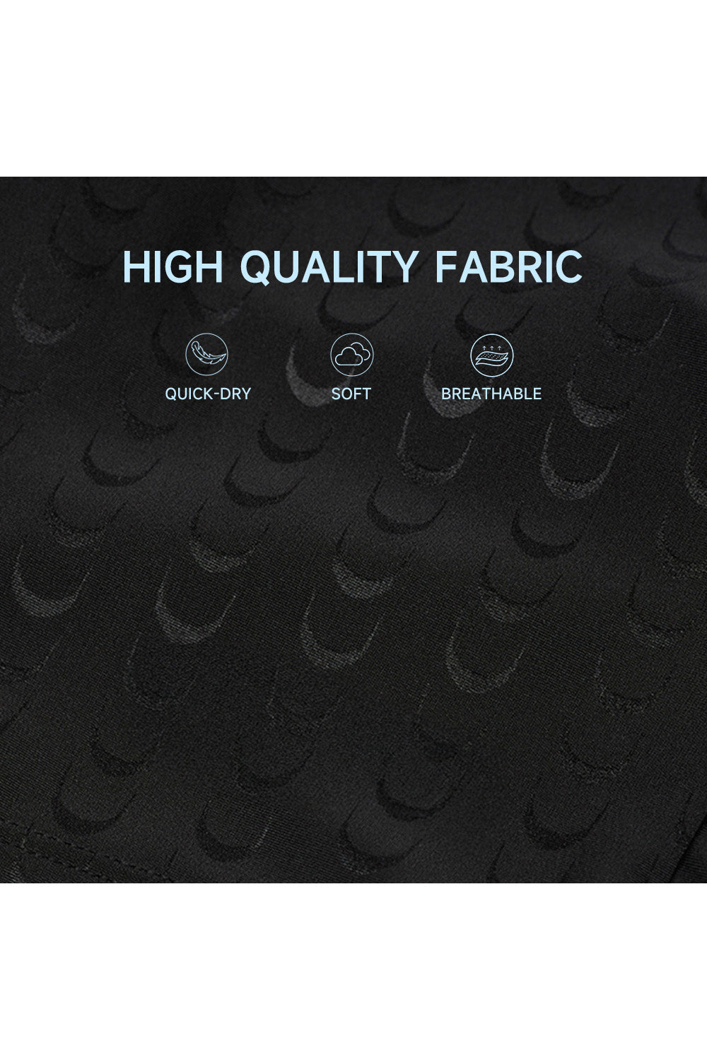 Men's Boxer Swim Shorts with Black Sharkskin Print