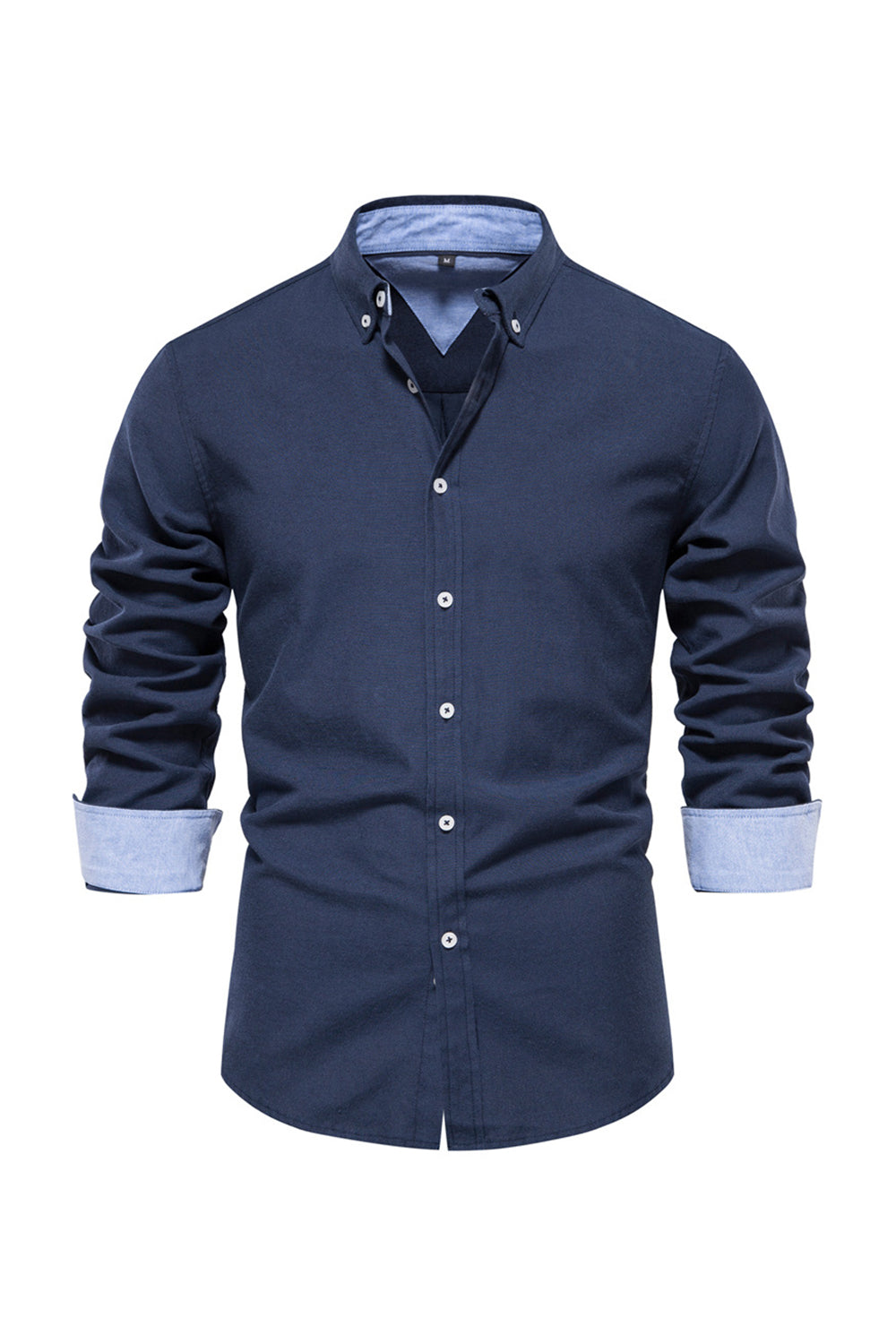 lim Fit Long Sleeve Shirts with Button - down Collar