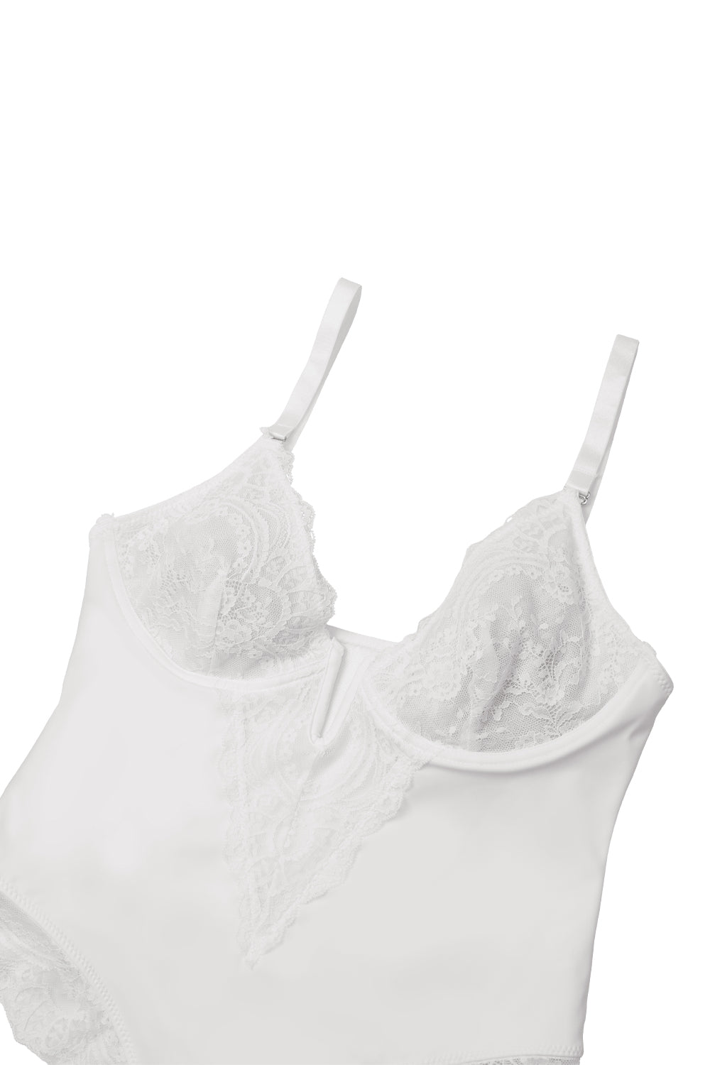 Lace One - piece Body Shaper with Abdominal Control and Adjustable Shoulder Straps